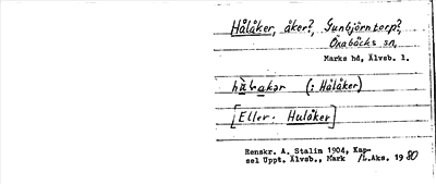 Bild på arkivkortet för arkivposten Hålåker