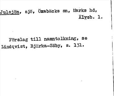 Bild på arkivkortet för arkivposten Julsjön