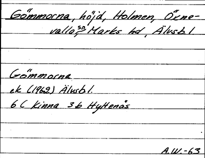 Bild på arkivkortet för arkivposten Gömmorna