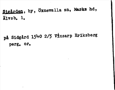 Bild på arkivkortet för arkivposten Sigården