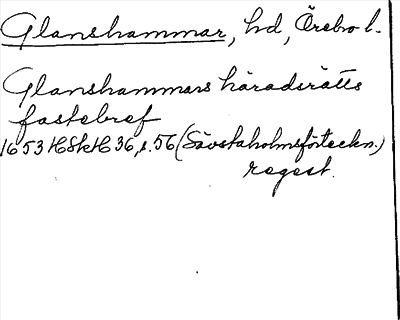 Bild på arkivkortet för arkivposten Glanshammar
