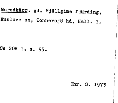 Bild på arkivkortet för arkivposten Maredkärr