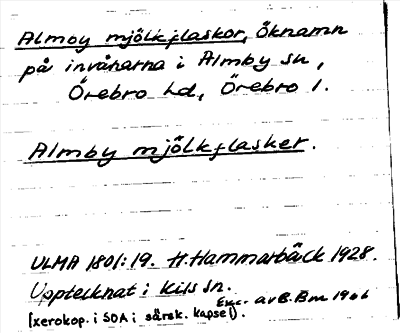 Bild på arkivkortet för arkivposten Almby mjölkflaskor