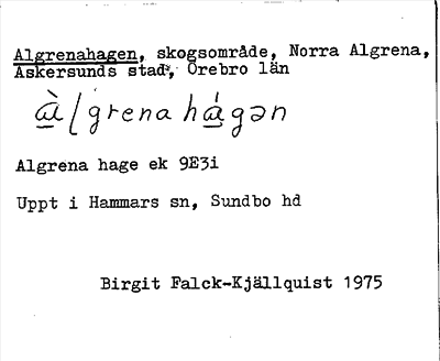 Bild på arkivkortet för arkivposten Algrenahagen