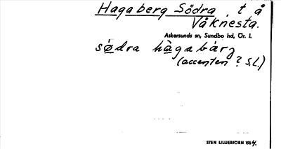 Bild på arkivkortet för arkivposten Hagaberg, Södra
