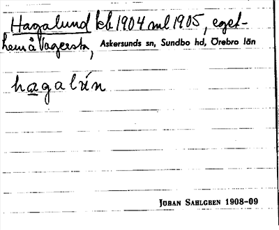 Bild på arkivkortet för arkivposten Hagalund