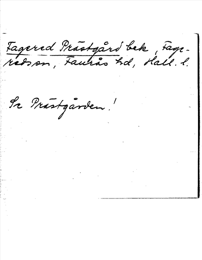 Bild på arkivkortet för arkivposten Fagereds Prästgård
