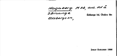 Bild på arkivkortet för arkivposten Hagaberg