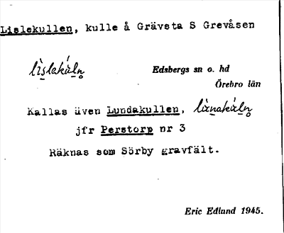 Bild på arkivkortet för arkivposten Lislekullen