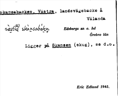 Bild på arkivkortet för arkivposten Skansabacken, Västra