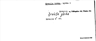 Bild på arkivkortet för arkivposten Ervalla kyrka
