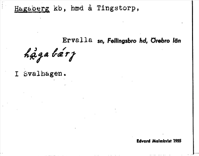 Bild på arkivkortet för arkivposten Hagaberg
