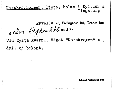 Bild på arkivkortet för arkivposten Korskrogholmen, Stora