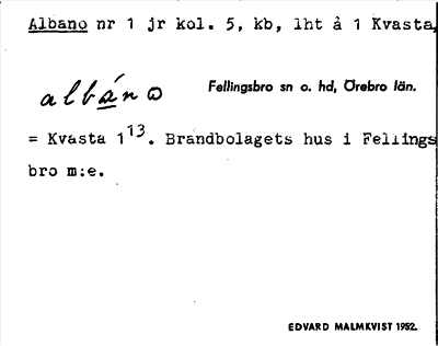 Bild på arkivkortet för arkivposten Albano