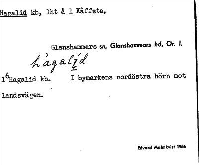 Bild på arkivkortet för arkivposten Hagalid