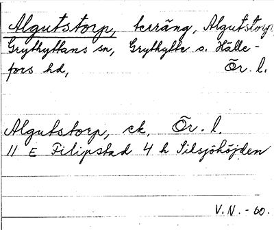 Bild på arkivkortet för arkivposten Algutstorp