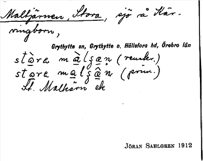 Bild på arkivkortet för arkivposten Maltjärnen, Stora