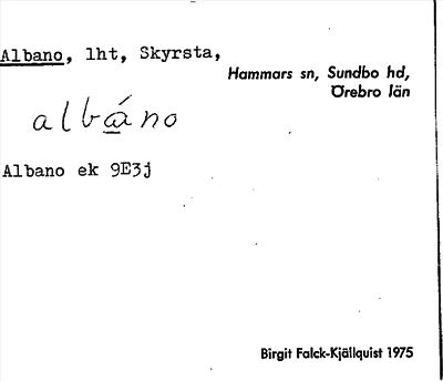 Bild på arkivkortet för arkivposten Albano
