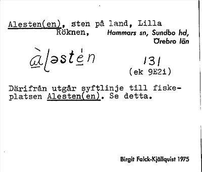 Bild på arkivkortet för arkivposten Alesten(en)