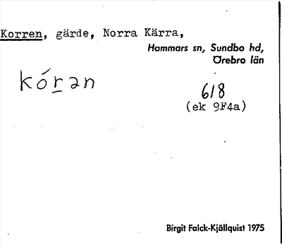 Bild på arkivkortet för arkivposten Korren