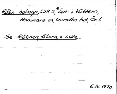 Bild på arkivkortet för arkivposten Rökn...holman, se Röknen, Stora o. Lilla