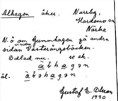 Bild på arkivkortet för arkivposten Alhagen