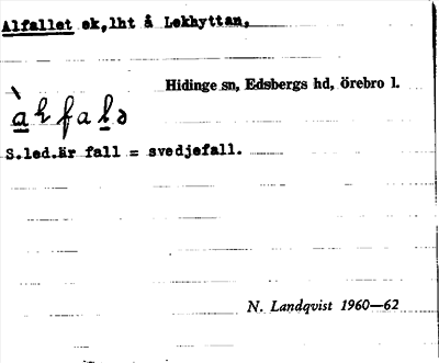 Bild på arkivkortet för arkivposten Alfallet