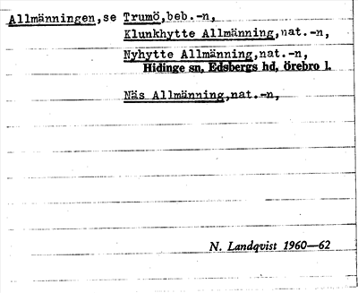 Bild på arkivkortet för arkivposten Allmänningen