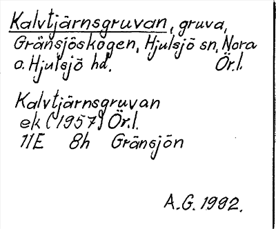Bild på arkivkortet för arkivposten Kalvtjärnsgruvan