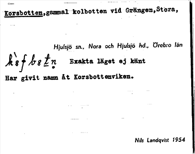 Bild på arkivkortet för arkivposten Korsbotten
