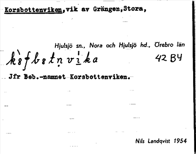 Bild på arkivkortet för arkivposten Korsbottenviken