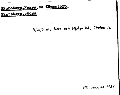 Bild på arkivkortet för arkivposten Kämpetorp, Norra m.fl., se Kämpetorp