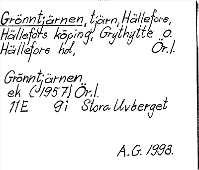 Bild på arkivkortet för arkivposten Grönntjärnen