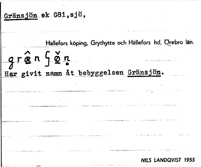 Bild på arkivkortet för arkivposten Grönsjön