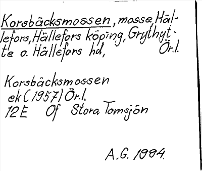 Bild på arkivkortet för arkivposten Korsbäcksmossen