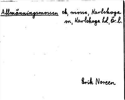 Bild på arkivkortet för arkivposten Allmänningsmossen