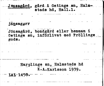 Bild på arkivkortet för arkivposten Jensagård
