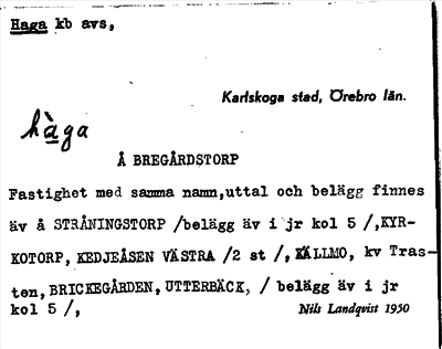 Bild på arkivkortet för arkivposten Haga