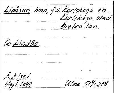 Bild på arkivkortet för arkivposten Linåsen, se Lindås