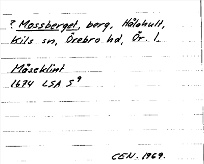 Bild på arkivkortet för arkivposten ?Mossberget