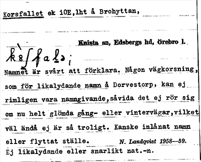 Bild på arkivkortet för arkivposten Korsfallet