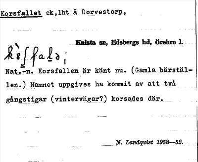 Bild på arkivkortet för arkivposten Korsfallet