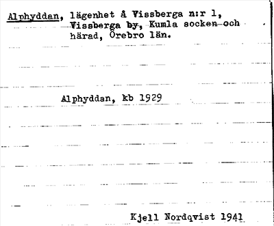 Bild på arkivkortet för arkivposten Alphyddan