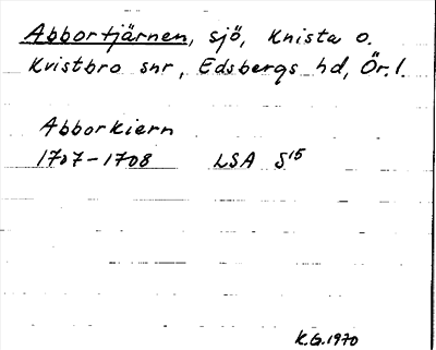 Bild på arkivkortet för arkivposten Abbortjärnen