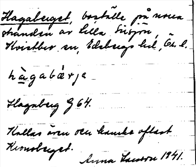 Bild på arkivkortet för arkivposten Hagaberget