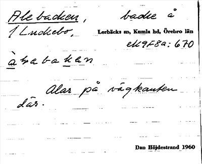 Bild på arkivkortet för arkivposten Alebacken