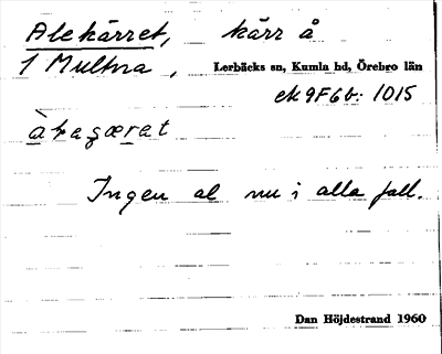 Bild på arkivkortet för arkivposten Alekärret