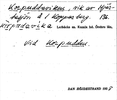 Bild på arkivkortet för arkivposten Korpuddaviken