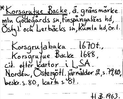 Bild på arkivkortet för arkivposten *Korsgrufue Backe