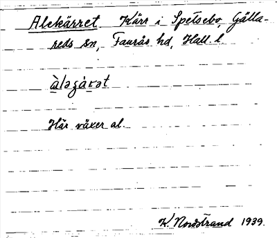 Bild på arkivkortet för arkivposten Alekärret